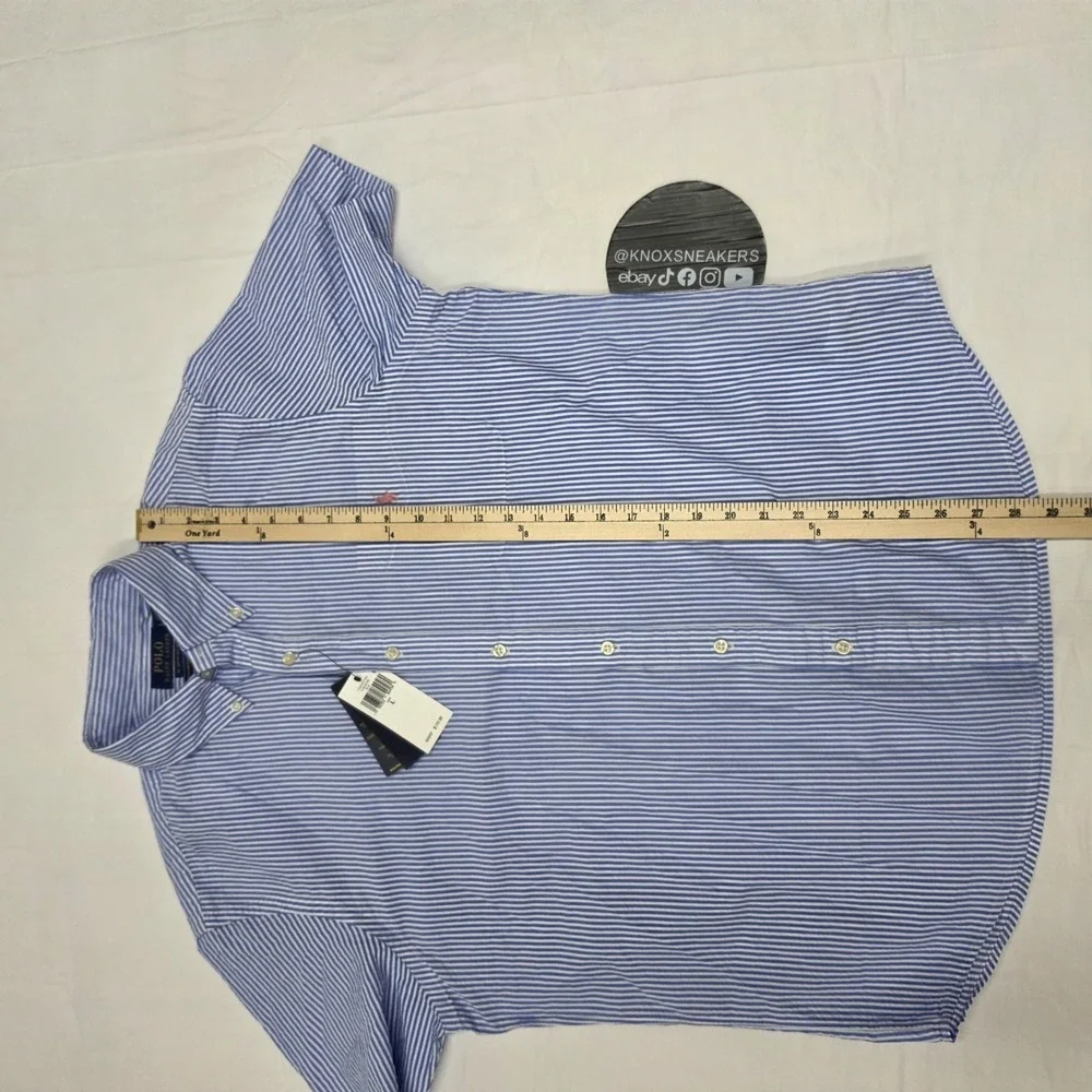Polo Ralph Lauren Untucked Fit Short Sleeve Blue Button Shirt Men's Large